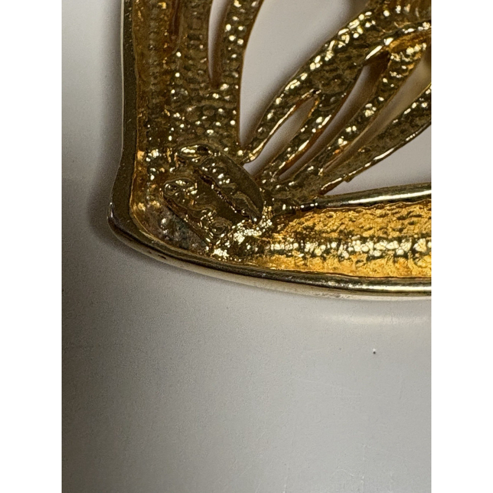 Allison Reed Signed Vintage Gold Tone Heart Brooch 2.25” Valentines Day Jewelry - Picture 9 of 9